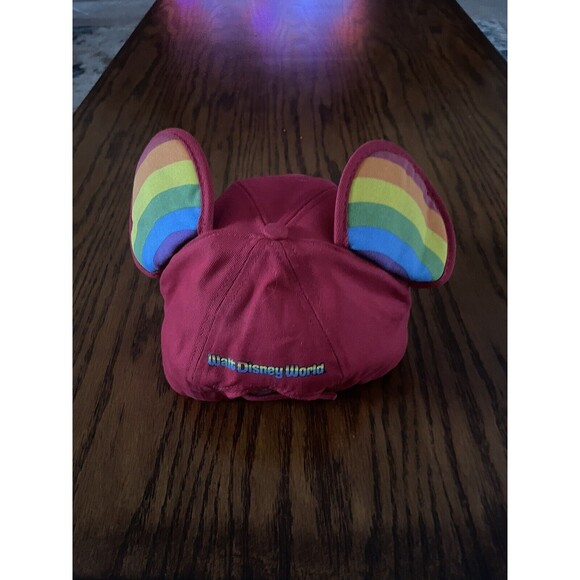 Walt Disney World Parks Rainbow Mickey Ears Baseball Red Cap Hat Adult Pride - Picture 5 of 6